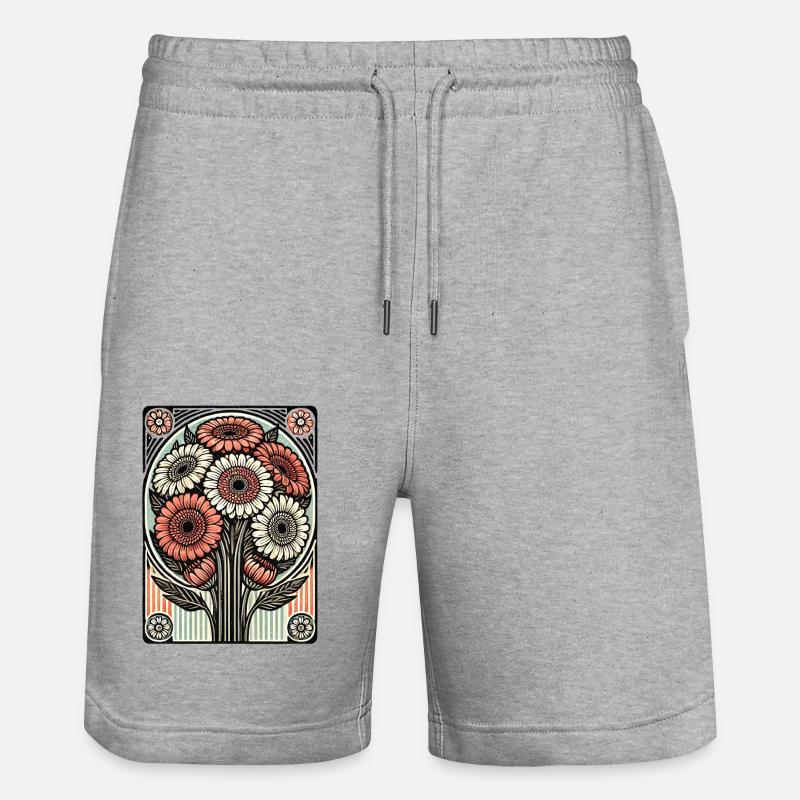 Gerbera Gänseblümchen - Stanley/Stella Unisex Bio Joggingshorts Trainer  - Grau meliert