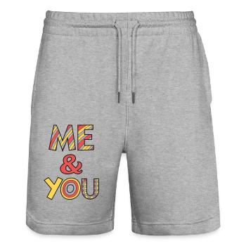 Police Me and You - Short de jogging bio TRAINER Stanley/Stella unisexe - gris chiné - Devant - Nik (191cm) & Marisol (170cm)