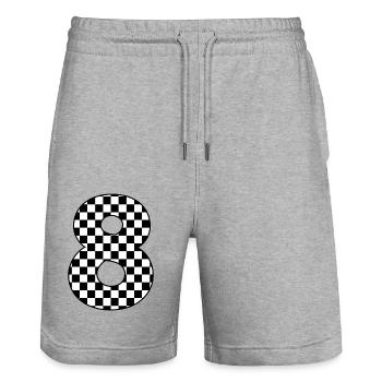 Nummer 8 kariert - Stanley/Stella Unisex Bio Joggingshorts Trainer  - Grau meliert - Vorne - Nik (191cm) & Marisol (170cm)
