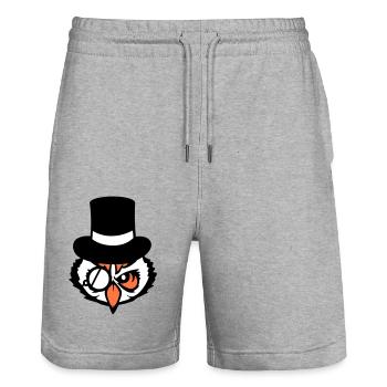 Sir hibou chapeau haut de forme monocle verres riches M. - Short de jogging bio TRAINER Stanley/Stella unisexe - gris chiné - Devant - Nik (191cm) & Marisol (170cm)