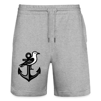 Anker Möwe - Stanley/Stella Unisex Bio Joggingshorts Trainer  - Grau meliert - Vorne - Nik (191cm) & Marisol (170cm)
