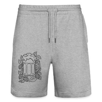 Bier und Hopfen - Stanley/Stella Trainer Unisex Organic Jogging Shorts - heather grey - Front - Nik (191cm) & Marisol (170cm)