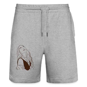 Soulfeelyou - Stanley/Stella Unisex Bio Joggingshorts Trainer  - Grau meliert - Vorne - Nik (191cm) & Marisol (170cm)