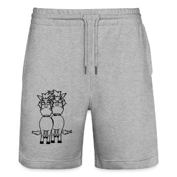 2 Horses Couple Funny Crazy Couple In Love - Stanley/Stella Trainer Unisex Organic Jogging Shorts - heather grey - Front - Nik (191cm) & Marisol (170cm)