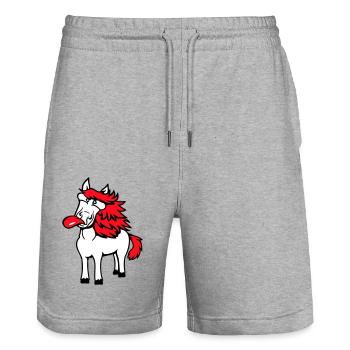 Horse Crazy Tongue Sticking Out Funny Silly - Stanley/Stella Trainer Unisex Organic Jogging Shorts - heather grey - Front - Nik (191cm) & Marisol (170cm)