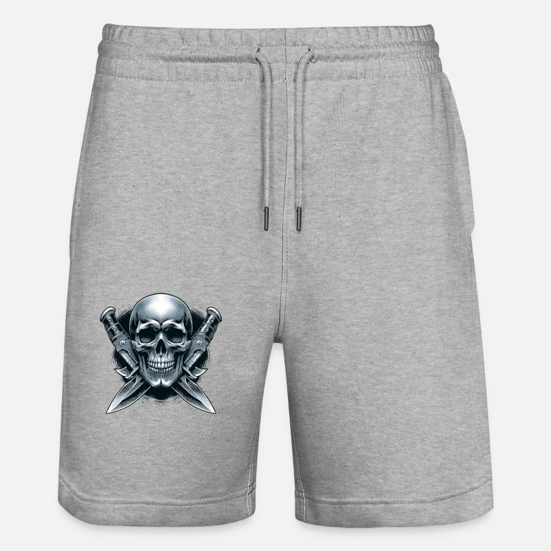 Lames jumelles : Crâne entre dagues - Short de jogging bio TRAINER Stanley/Stella unisexe - gris chiné