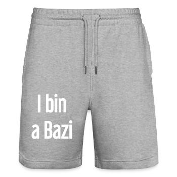 I bin a Bazi – Bayerischer Spruch mit Humor - Stanley/Stella Unisex Bio Joggingshorts Trainer  - Grau meliert - Vorne - Nik (191cm) & Marisol (170cm)
