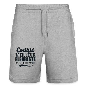 Certifié Meilleur Fleuriste De Toute La France - Short de jogging bio TRAINER Stanley/Stella unisexe - gris chiné - Devant - Nik (191cm) & Marisol (170cm)