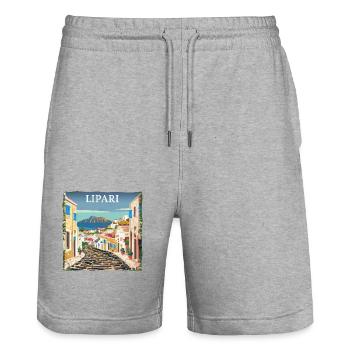 Lipari Italie : vacances d’été de rêve à la plage - Short de jogging bio TRAINER Stanley/Stella unisexe - gris chiné - Devant - Nik (191cm) & Marisol (170cm)