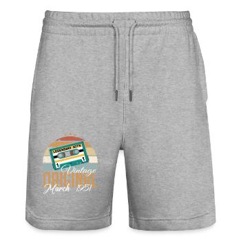 März 1951 - Geburtstagsgeschenk - Stanley/Stella Unisex Bio Joggingshorts Trainer  - Grau meliert - Vorne - Nik (191cm) & Marisol (170cm)