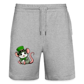 Rat sucré de la Saint-Patrick - Short de jogging bio TRAINER Stanley/Stella unisexe - gris chiné - Devant - Nik (191cm) & Marisol (170cm)