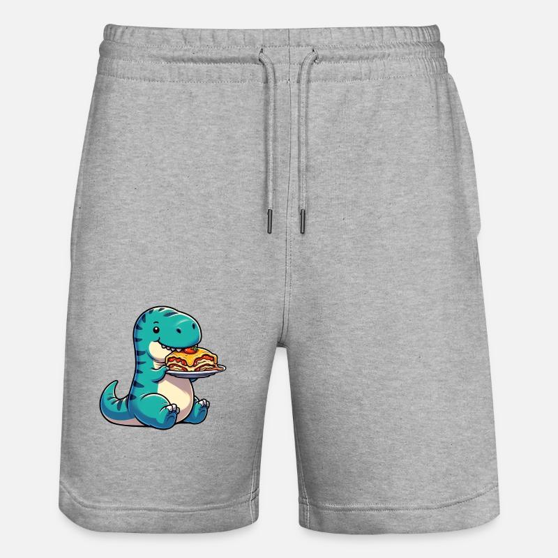 Dino T-Rex Lasagne Italienne Drôle - Short de jogging bio TRAINER Stanley/Stella unisexe - gris chiné