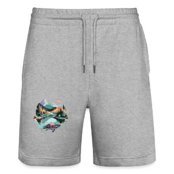Serene Landscape Calm Tranquil Nature Outdoors - Stanley/Stella Trainer Unisex Organic Jogging Shorts - heather grey - Front - Nik (191cm) & Marisol (170cm)