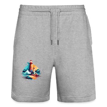 Phare Paysage Calme Tranquille Nature En Plein Air - Short de jogging bio TRAINER Stanley/Stella unisexe - gris chiné - Devant - Nik (191cm) & Marisol (170cm)