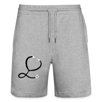 Stethoskop Zeichnung. Ärztin / Krankenschwester. - Stanley/Stella Unisex Bio Joggingshorts Trainer  - Grau meliert - Vorne - Nik (191cm) & Marisol (170cm)