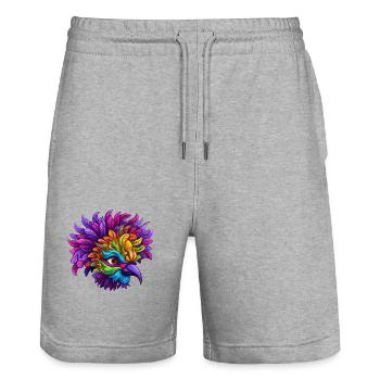 Flamingo Mardi Gras Mask - Stanley/Stella Trainer Unisex Organic Jogging Shorts - heather grey - Front - Nik (191cm) & Marisol (170cm)