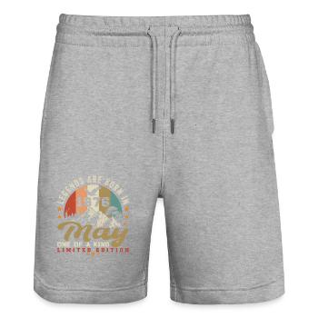 Mai 1976 Geburtstagsgeschenk Mai 1976 - 1976 Mai - Stanley/Stella Unisex Bio Joggingshorts Trainer  - Grau meliert - Vorne - Nik (191cm) & Marisol (170cm)