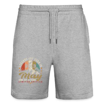 Mai 2013 Geburtstagsgeschenk Mai 2013 - 2013 Mai - Stanley/Stella Unisex Bio Joggingshorts Trainer  - Grau meliert - Vorne - Nik (191cm) & Marisol (170cm)
