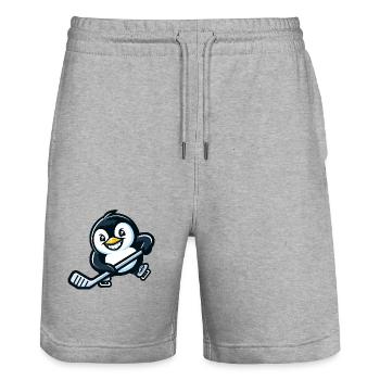 Cooler Pinguin Eishockey - Stanley/Stella Unisex Bio Joggingshorts Trainer  - Grau meliert - Vorne - Nik (191cm) & Marisol (170cm)