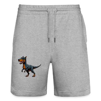 T-Rex Doberman Mix Fabulous Animal - Short de jogging bio TRAINER Stanley/Stella unisexe - gris chiné - Devant - Nik (191cm) & Marisol (170cm)