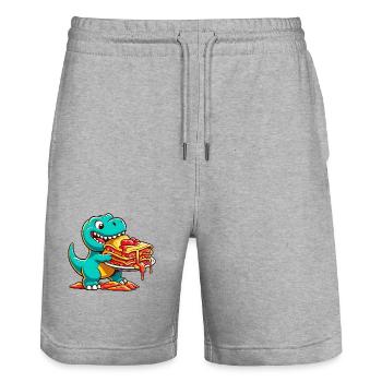 Dino T-Rex Lasagna Lover Italian - Stanley/Stella Trainer Unisex Organic Jogging Shorts - heather grey - Front - Nik (191cm) & Marisol (170cm)