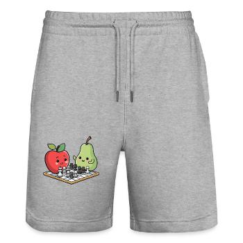 Kawaii Chess pomme poire bande dessinée - Short de jogging bio TRAINER Stanley/Stella unisexe - gris chiné - Devant - Nik (191cm) & Marisol (170cm)