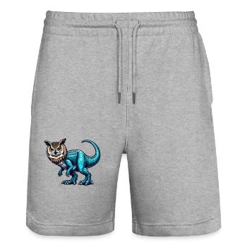 T-Rex Eule Fusion Fabeltier Design - Stanley/Stella Unisex Bio Joggingshorts Trainer  - Grau meliert - Vorne - Nik (191cm) & Marisol (170cm)