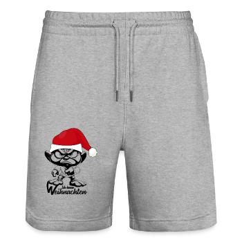 Ich hasse Weihnachten Gnome xmas - Stanley/Stella Unisex Bio Joggingshorts Trainer  - Grau meliert - Vorne - Nik (191cm) & Marisol (170cm)