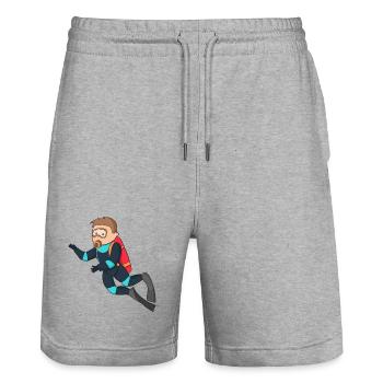 Diving - Stanley/Stella Trainer Unisex Organic Jogging Shorts - heather grey - Front - Nik (191cm) & Marisol (170cm)