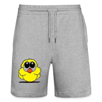 Chick - Stanley/Stella Trainer Unisex Organic Jogging Shorts - heather grey - Front - Nik (191cm) & Marisol (170cm)