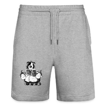Border Collie und Schafe - Hütehund - Stanley/Stella Unisex Bio Joggingshorts Trainer  - Grau meliert - Vorne - Nik (191cm) & Marisol (170cm)