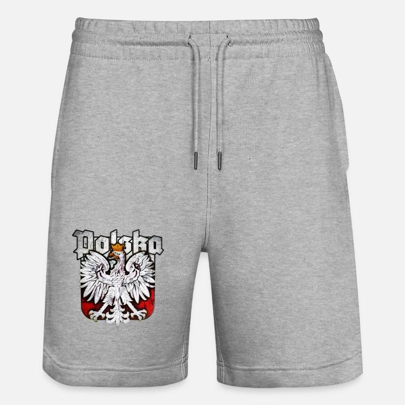 Pologne - Polska - Aigle - Édition Argent - Short de jogging bio TRAINER Stanley/Stella unisexe - gris chiné