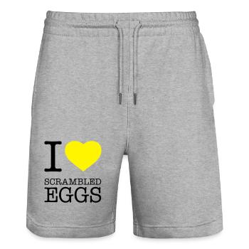 J’ADORE LES ŒUFS BROUILLÉS Rührei - Short de jogging bio TRAINER Stanley/Stella unisexe - gris chiné - Devant - Nik (191cm) & Marisol (170cm)