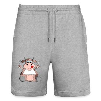 Ulkige Kuh hat Hunger - Stanley/Stella Unisex Bio Joggingshorts Trainer  - Grau meliert - Vorne - Nik (191cm) & Marisol (170cm)