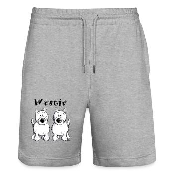 Cute West Highland Terrier - Stanley/Stella Trainer Unisex Organic Jogging Shorts - heather grey - Front - Nik (191cm) & Marisol (170cm)