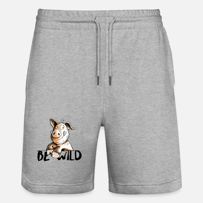 Be Wild Eber - Schwein - Keiler - Stanley/Stella Unisex Bio Joggingshorts Trainer  - Grau meliert