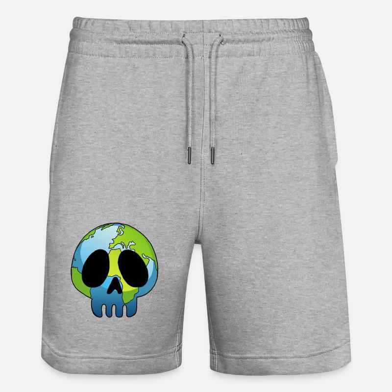 Schädel und Planet Erde - Stanley/Stella Unisex Bio Joggingshorts Trainer  - Grau meliert