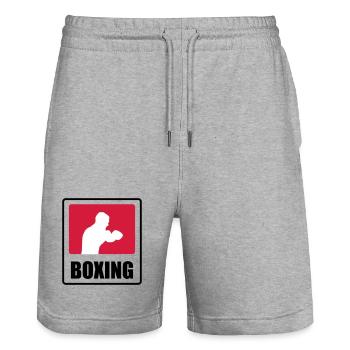 Boxer - Boxen 🥊 - Stanley/Stella Unisex Bio Joggingshorts Trainer  - Grau meliert - Vorne - Nik (191cm) & Marisol (170cm)