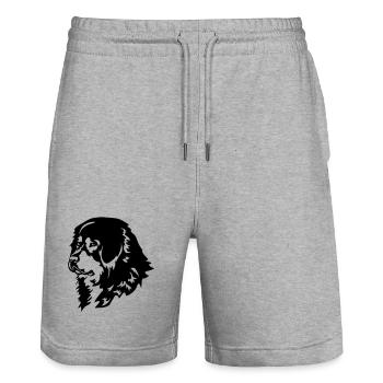 Tête de chien tibétain - Short de jogging bio TRAINER Stanley/Stella unisexe - gris chiné - Devant - Nik (191cm) & Marisol (170cm)