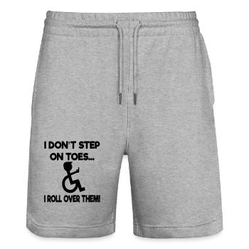 Ich werde nicht auf meinen Füßen stehen. Humor im Rollstuhl * - Stanley/Stella Unisex Bio Joggingshorts Trainer  - Grau meliert - Vorne - Nik (191cm) & Marisol (170cm)