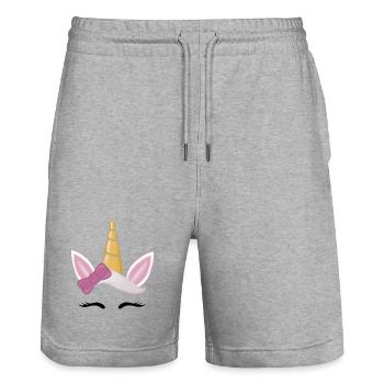 Licorne - Short de jogging bio TRAINER Stanley/Stella unisexe - gris chiné - Devant - Nik (191cm) & Marisol (170cm)