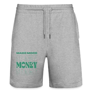make more money - Stanley/Stella Trainer Unisex Organic Jogging Shorts - heather grey - Front - Nik (191cm) & Marisol (170cm)