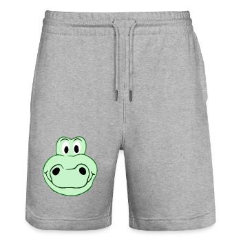 Funny crocodile - Creative illustration - Stanley/Stella Trainer Unisex Organic Jogging Shorts - heather grey - Front - Nik (191cm) & Marisol (170cm)