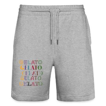 Gelato bunt dunkel - Stanley/Stella Unisex Bio Joggingshorts Trainer  - Grau meliert - Vorne - Nik (191cm) & Marisol (170cm)