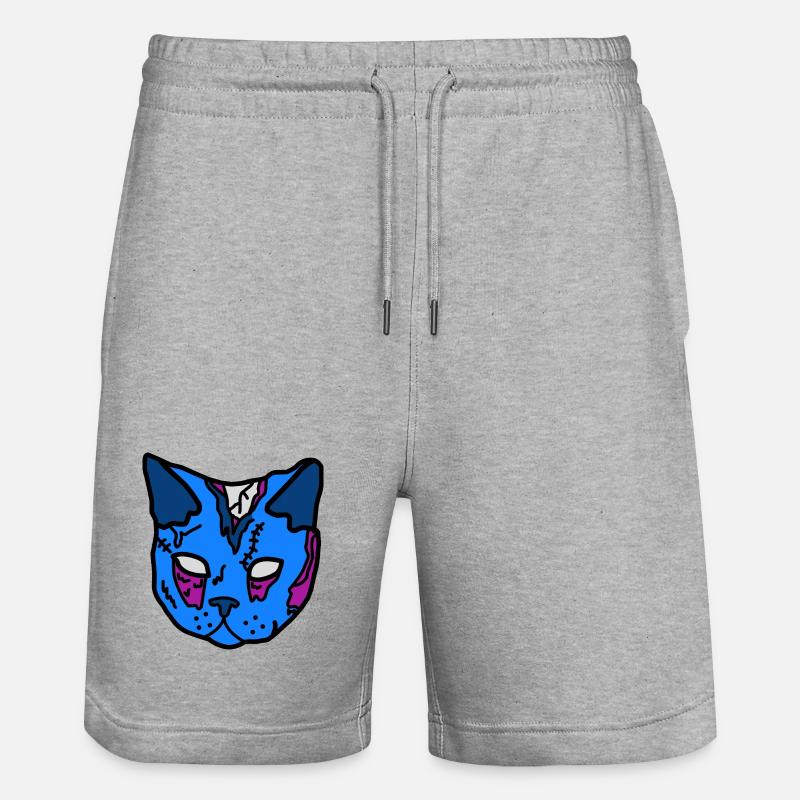 Blauer Katzenmaske Patchwork - Stanley/Stella Unisex Bio Joggingshorts Trainer  - Grau meliert