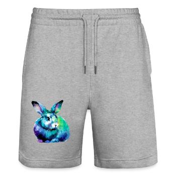Kaninchen - Stanley/Stella Unisex Bio Joggingshorts Trainer  - Grau meliert - Vorne - Nik (191cm) & Marisol (170cm)