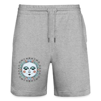 Wintersonne - Stanley/Stella Unisex Bio Joggingshorts Trainer  - Grau meliert - Vorne - Nik (191cm) & Marisol (170cm)