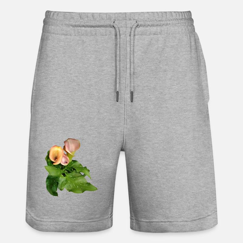 Fleurs de Calla en vert - Short de jogging bio TRAINER Stanley/Stella unisexe - gris chiné