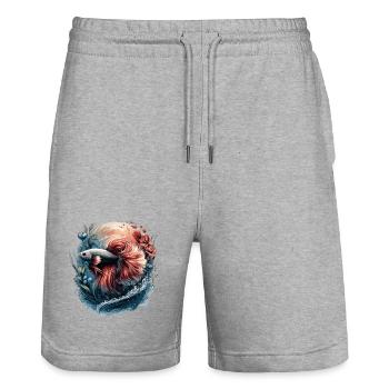 Betta Splendens, Kampffisch Aquarium, Bettafan - Stanley/Stella Unisex Bio Joggingshorts Trainer  - Grau meliert - Vorne - Nik (191cm) & Marisol (170cm)