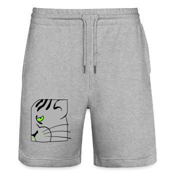 Cat - Stanley/Stella Trainer Unisex Organic Jogging Shorts - heather grey - Front - Nik (191cm) & Marisol (170cm)